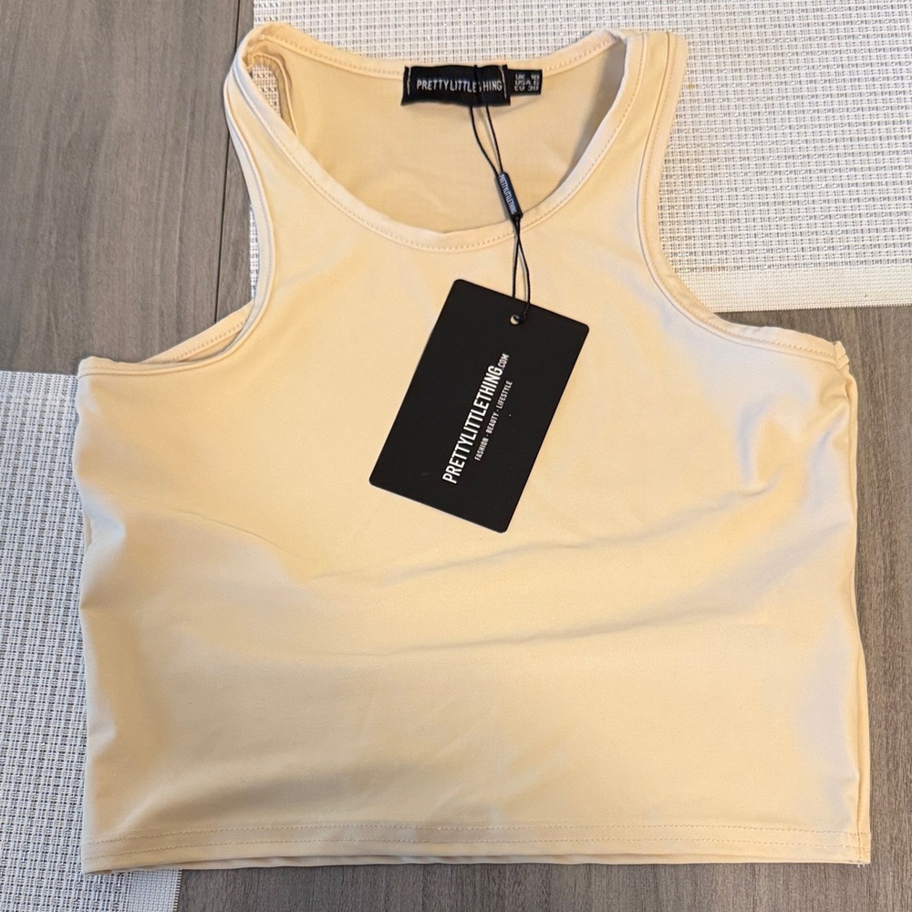 PrettyLittleThing Cream Crop Top